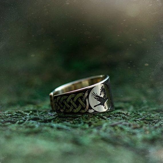 Viking Handmade Viking Huginn and Muninn Rune Ring Ancient Treasures Ancientreasures Viking Odin Thor Mjolnir Celtic Ancient Egypt Norse Norse Mythology