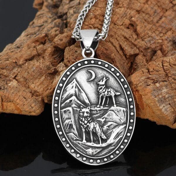 Viking Necklace Odin, Geri & Freki, Huginn & Munnin Pendant Necklace