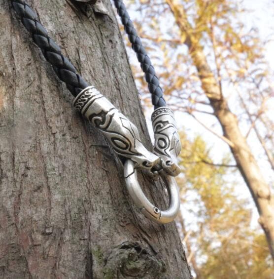Viking Odin's Wolves / 60cm Odin's Pets Leather Cord King Necklace Ancient Treasures Ancientreasures Viking Odin Thor Mjolnir Celtic Ancient Egypt Norse Norse Mythology