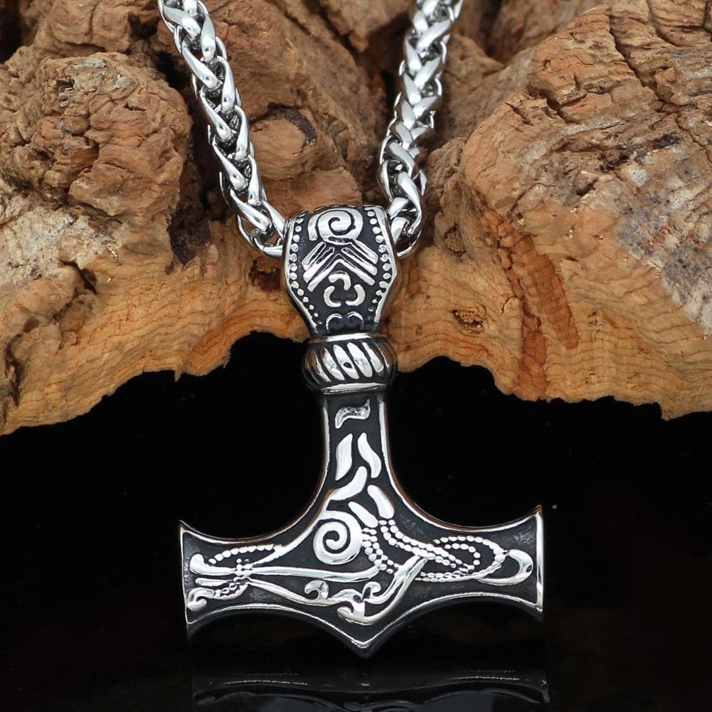 Viking Silver / 60 CM / 23 IN Viking Mjolnir Stainless Steel Necklace