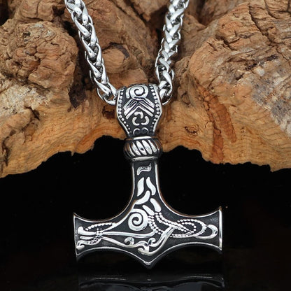 Viking Silver / 60 CM / 23 IN Viking Mjolnir Stainless Steel Necklace