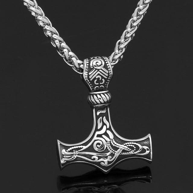 Viking Silver / 60 CM / 23 IN Viking Mjolnir Stainless Steel Necklace