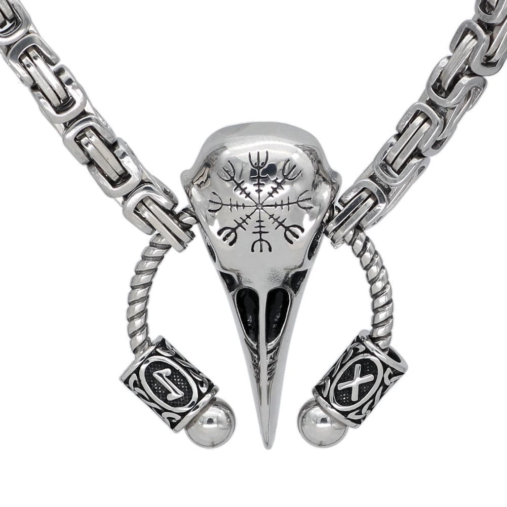 Viking Stainless Steel King Chain With Runic Raven Skull Pendant Ancient Treasures Ancientreasures Viking Odin Thor Mjolnir Celtic Ancient Egypt Norse Norse Mythology