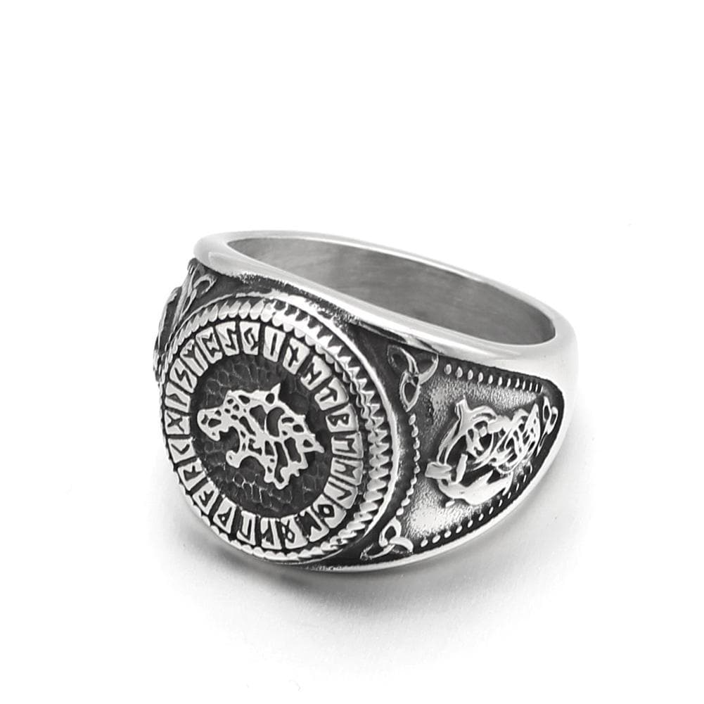 Viking Stainless Steel Norse Wolf Viking Rune Triquetra Ring Ancient Treasures Ancientreasures Viking Odin Thor Mjolnir Celtic Ancient Egypt Norse Norse Mythology