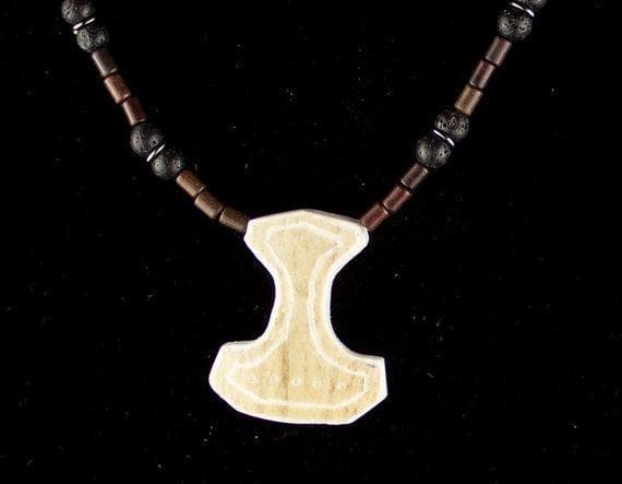 Viking Thor's Hammer Deer Antler Beaded Necklace Ancient Treasures Ancientreasures Viking Odin Thor Mjolnir Celtic Ancient Egypt Norse Norse Mythology