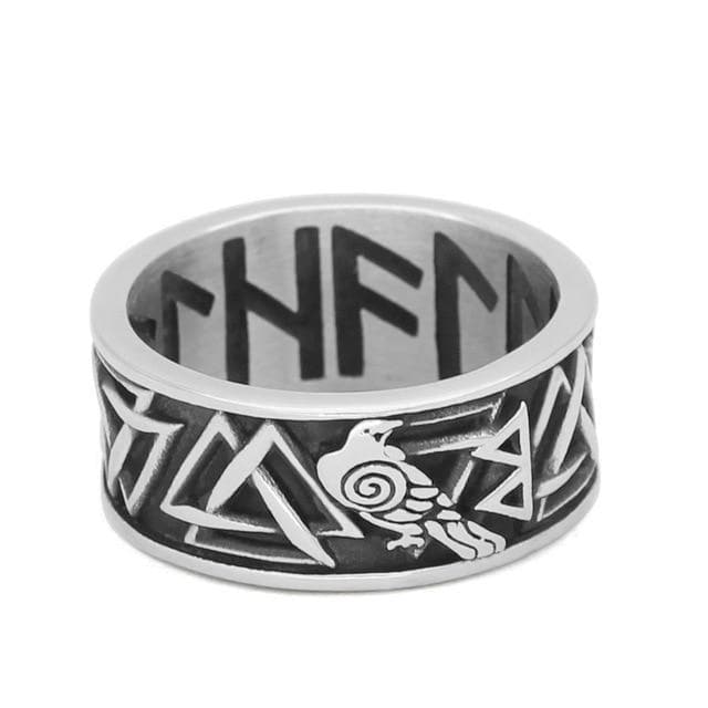 Viking US 9 / Silver Viking Runic Raven Ring