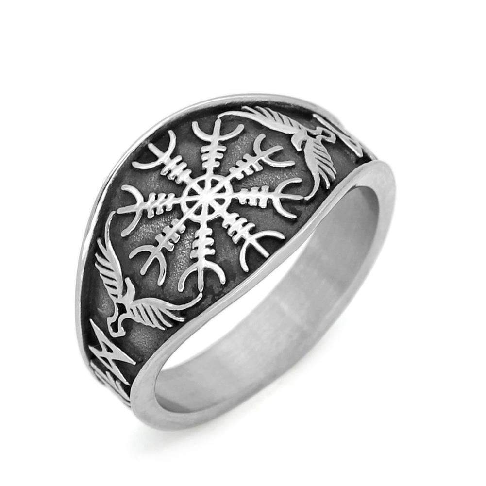 Viking US 9 Stainless Steel Viking Helm of Awe Ring