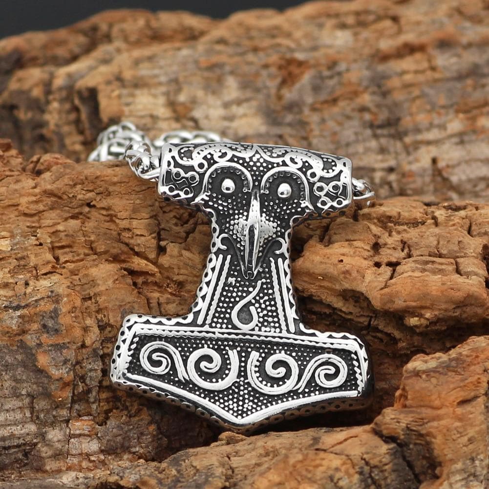 Viking Viking Raven Mjolnir Necklace