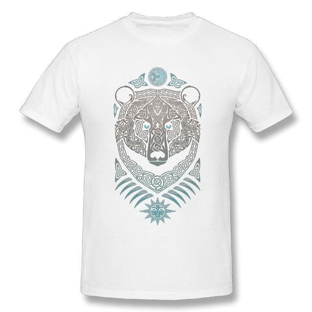 Viking White / S Viking Bear T-Shirt Ancient Treasures Ancientreasures Viking Odin Thor Mjolnir Celtic Ancient Egypt Norse Norse Mythology