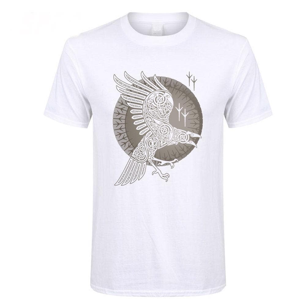 Viking White / XS Raven of Odin T-Shirt Ancient Treasures Ancientreasures Viking Odin Thor Mjolnir Celtic Ancient Egypt Norse Norse Mythology