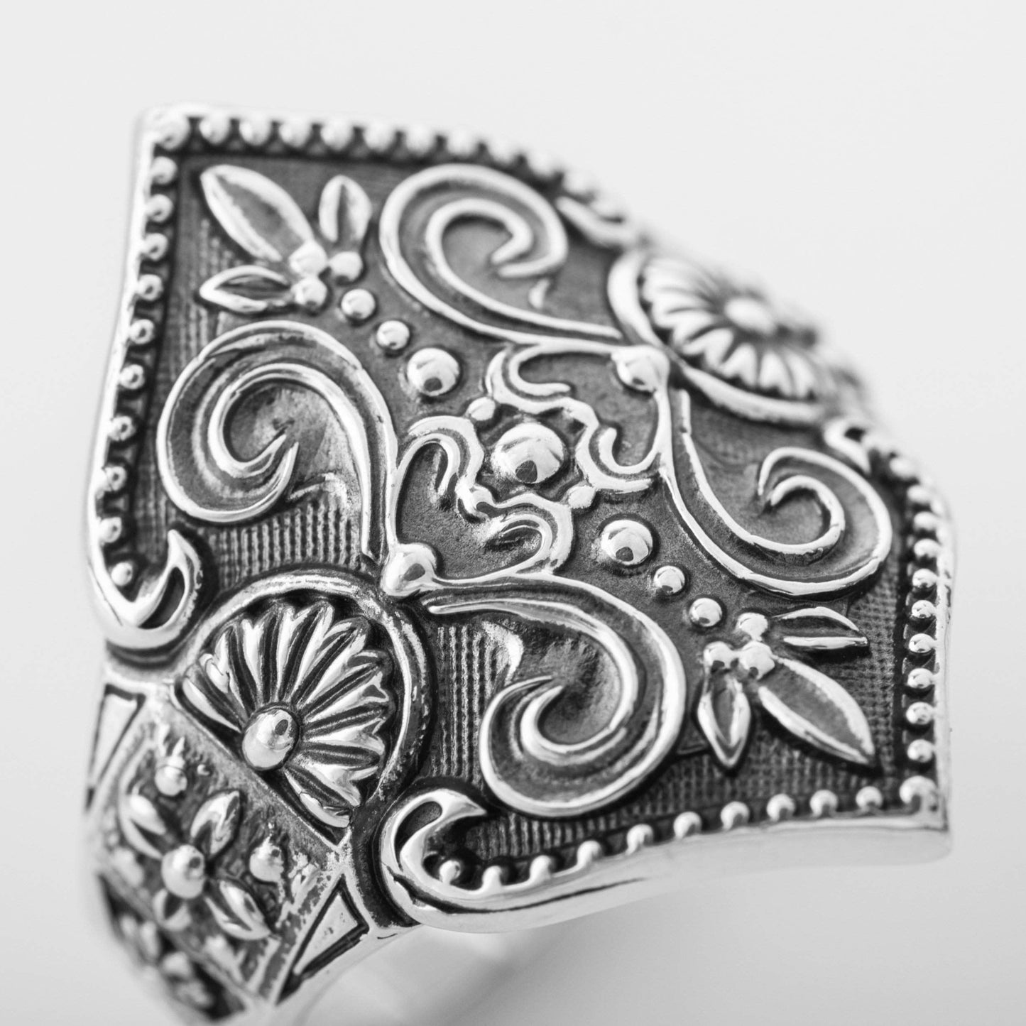 Vikings 925 Silver Fashion Ring With Leaves Patterns, Unique Handcrafted Jewelry Ancient Treasures Ancientreasures Viking Odin Thor Mjolnir Celtic Ancient Egypt Norse Norse Mythology