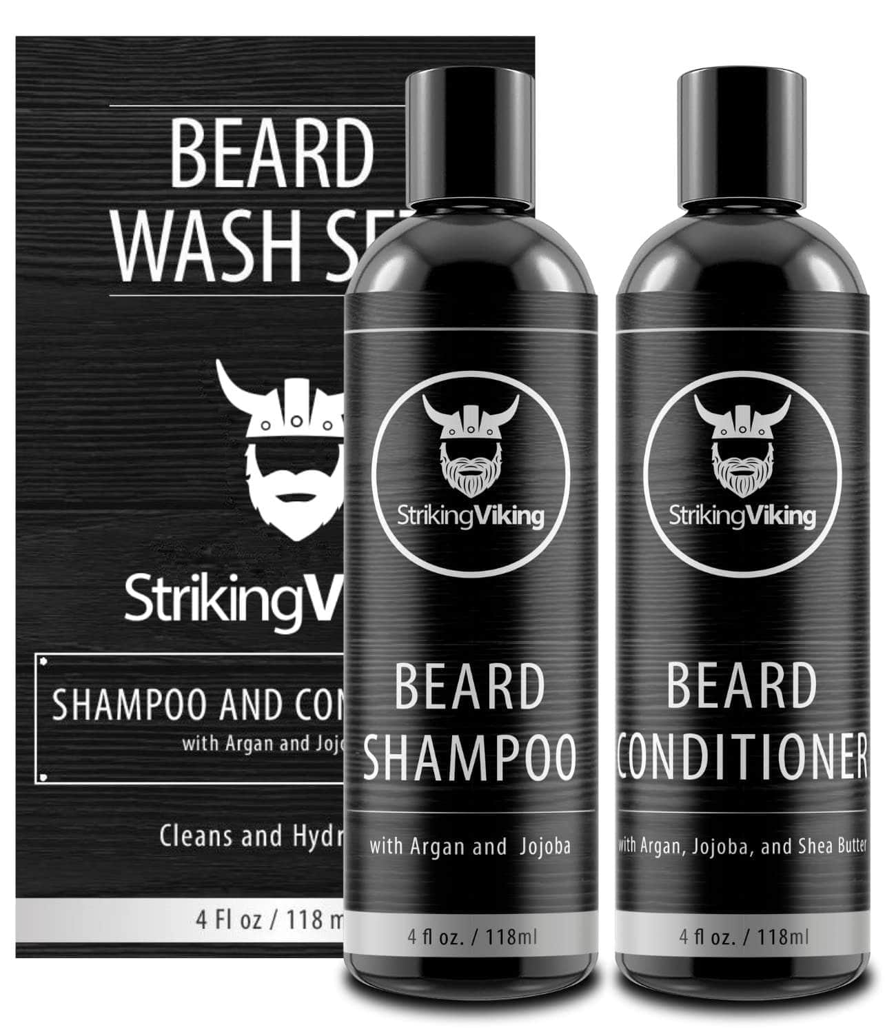 Beard Shampoo and Beard Conditioner for Men, All-Natural Beard Wash Set Cleanse Softens & Conditions with Organic Argan and Jojoba Beard Oils, Sulfate & Paraben Free by Ancient Treasures Ancientreasures Viking Odin Thor Mjolnir Celtic Ancient Egypt Norse Norse Mythology