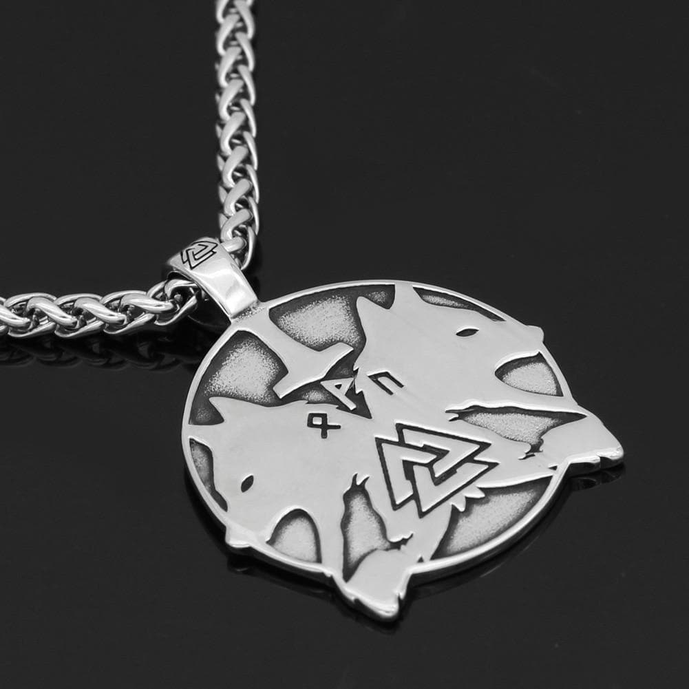 Vikings And Nordic Metal-chain / Medium Viking Nordic Geri and Freki Odin’s Wolves Neckalce