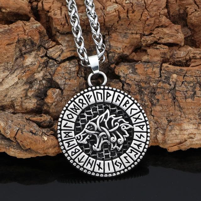 Vikings And Nordic Metal-chain Viking Odin's Wolf Stainless Steel Necklace