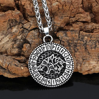 Vikings And Nordic Metal-chain Viking Odin's Wolf Stainless Steel Necklace