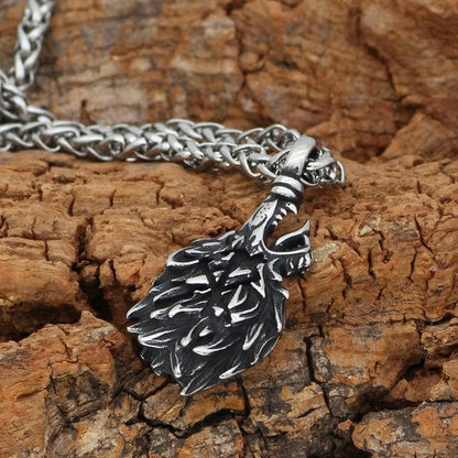 Vikings And Nordic Metal-chain Viking Odin Wolf Head Geri & Freki Necklace