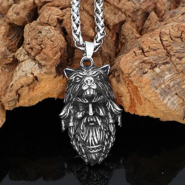 Vikings And Nordic Necklace Viking Amulet Odin Wolf Head Necklace