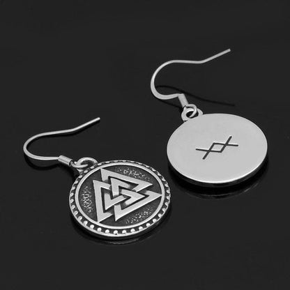 Vikings And Nordic Silver Viking Valknut Earrings