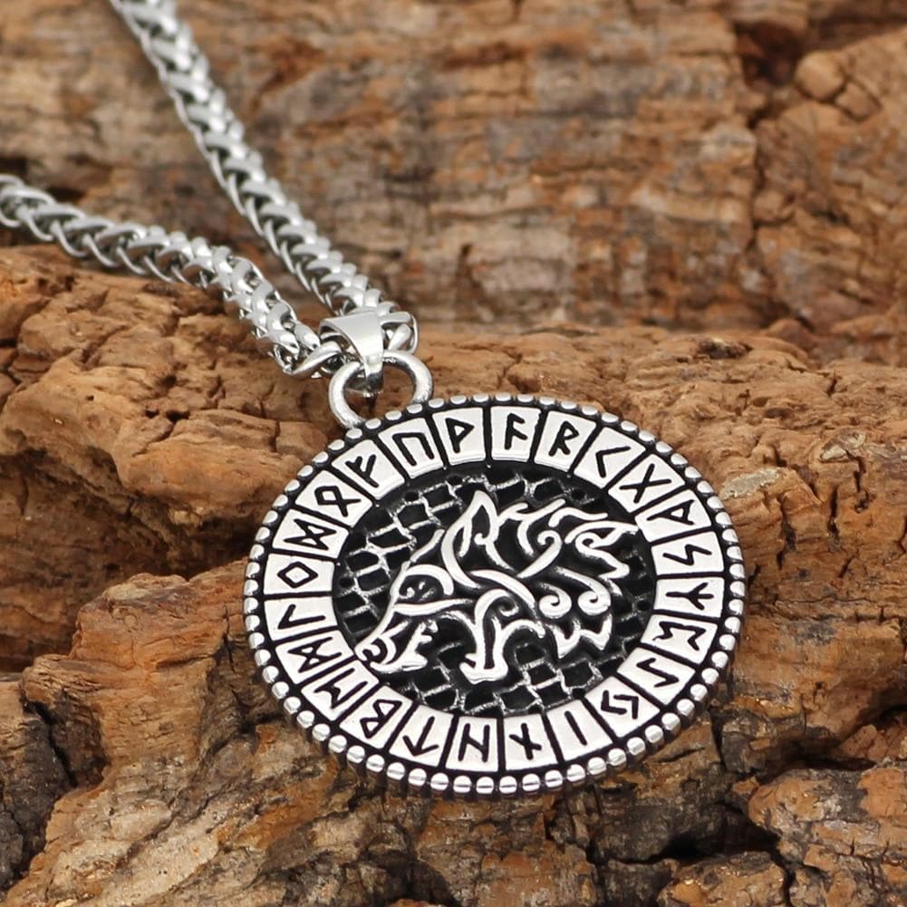 Vikings And Nordic Viking Odin's Wolf Stainless Steel Necklace