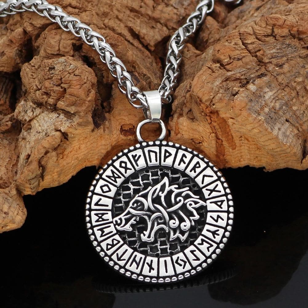 Vikings And Nordic Viking Odin's Wolf Stainless Steel Necklace