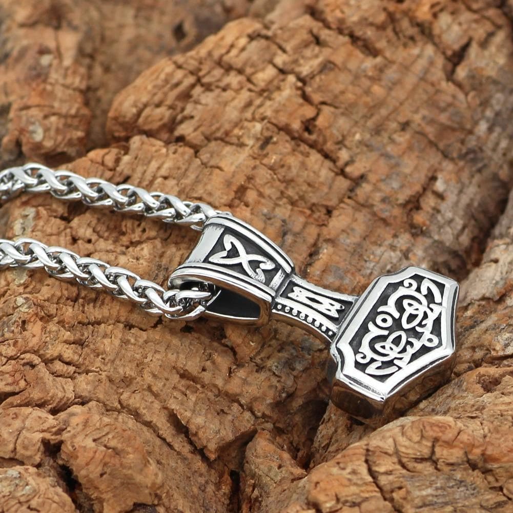 Vikings And Nordic Viking Thor Hammer Mjölnir Knot Scandinavian Necklace