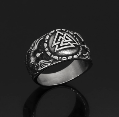 Vikings Raven and Valknut Stainless Steel Ring Ancient Treasures Ancientreasures Viking Odin Thor Mjolnir Celtic Ancient Egypt Norse Norse Mythology