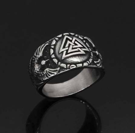 Vikings Raven and Valknut Stainless Steel Ring Ancient Treasures Ancientreasures Viking Odin Thor Mjolnir Celtic Ancient Egypt Norse Norse Mythology