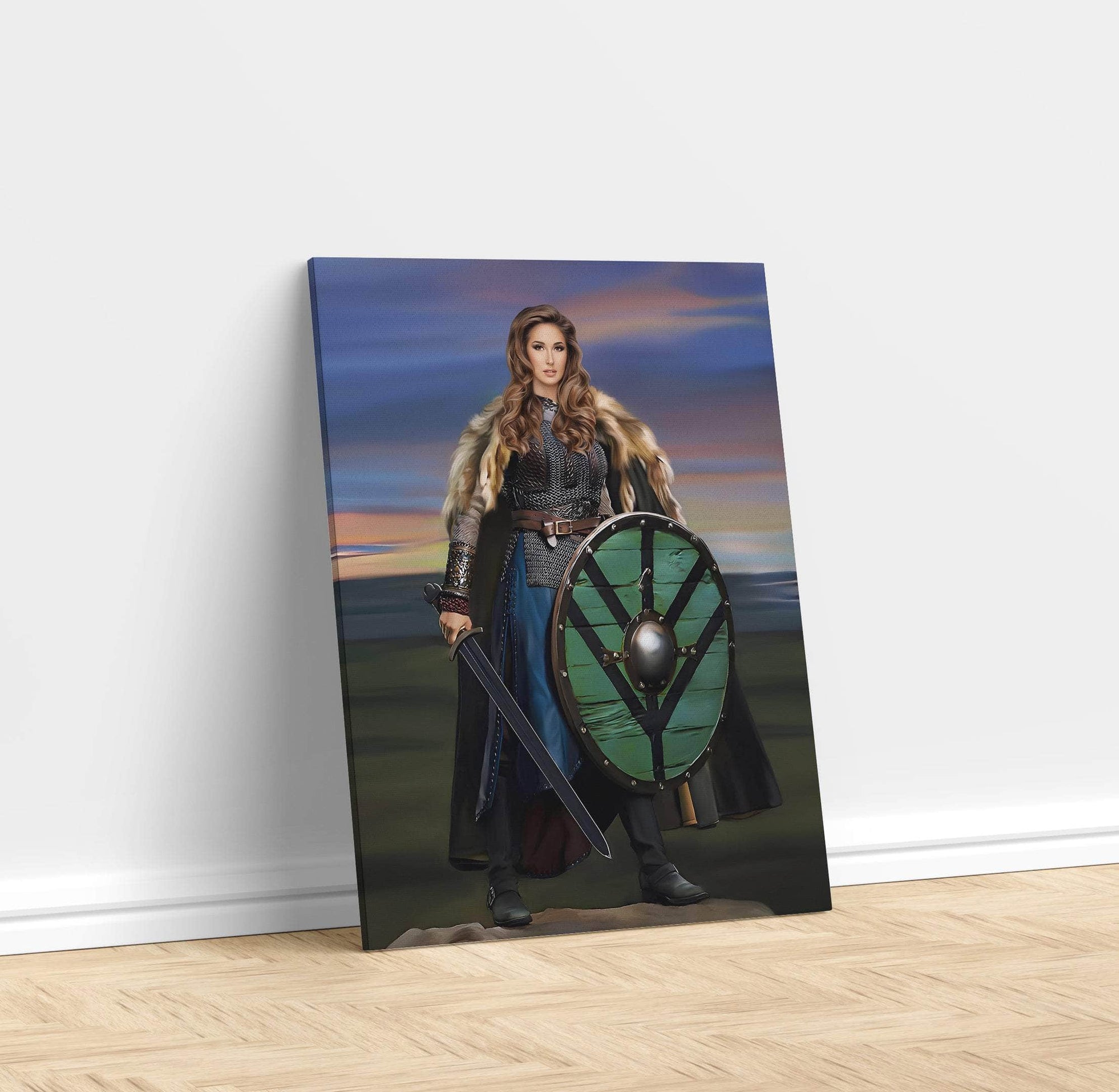 Wall Art The Queen of Vikings Customizable Portrait Canvas Ancient Treasures Ancientreasures Viking Odin Thor Mjolnir Celtic Ancient Egypt Norse Norse Mythology