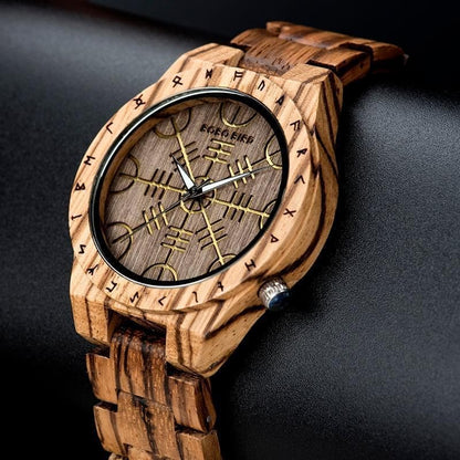 Watches Handmade Viking Aegishjalmur Wooden Watch Ancient Treasures Ancientreasures Viking Odin Thor Mjolnir Celtic Ancient Egypt Norse Norse Mythology