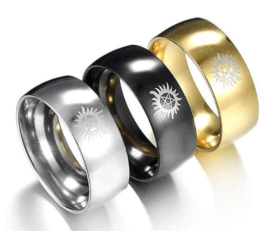 Wedding Bands ELSEMODE Sun Force Evil Supernatural Movie 8mm Ring For Men Boy Jewelry 316L Stainless Steel Fans Party Gift|Wedding Bands| Ancient Treasures Ancientreasures Viking Odin Thor Mjolnir Celtic Ancient Egypt Norse Norse Mythology