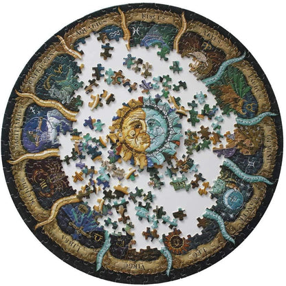 Wiccan Sun Wheel of Zodiac Signs 1000 Pieces Round Jigsaw Puzzle Ancient Treasures Ancientreasures Viking Odin Thor Mjolnir Celtic Ancient Egypt Norse Norse Mythology